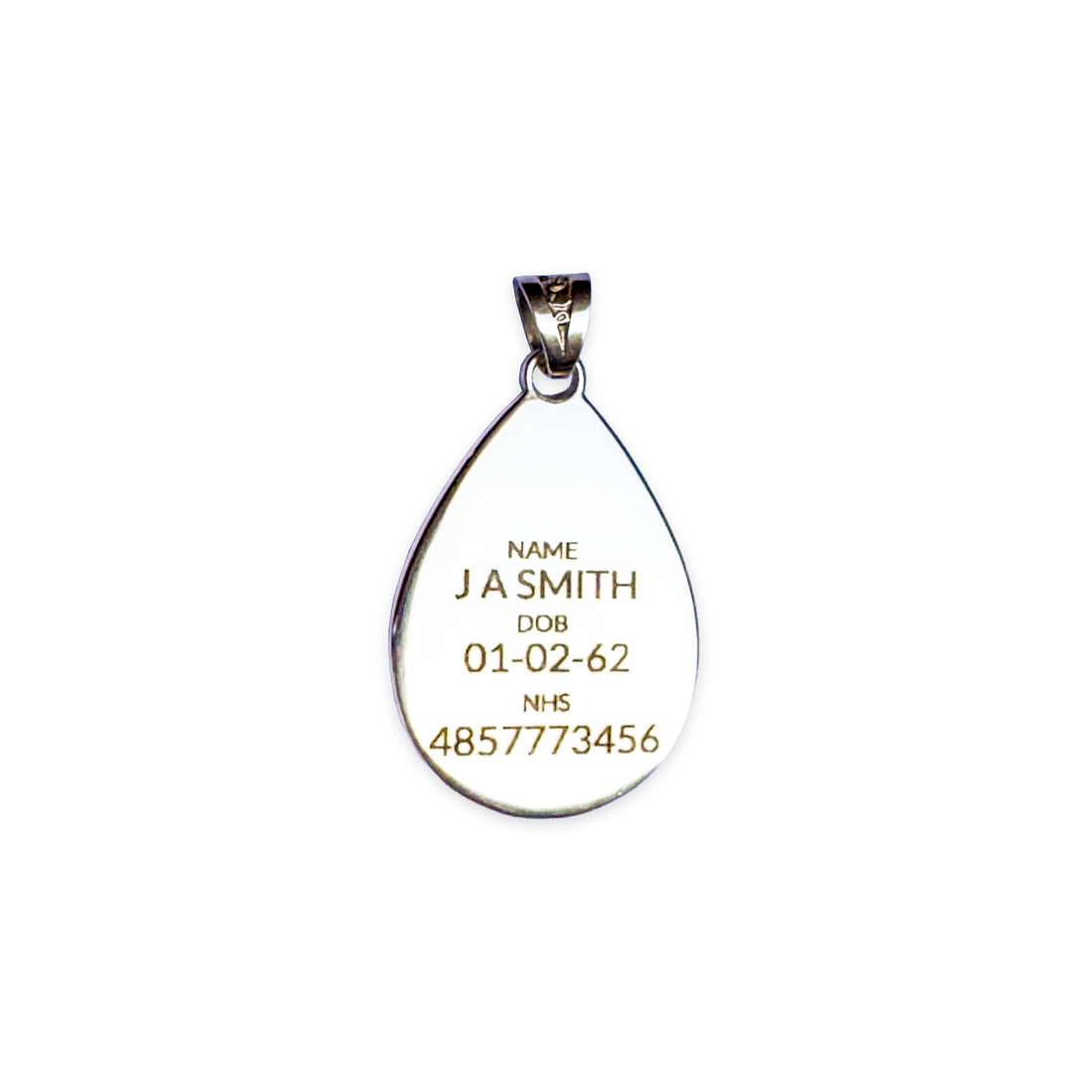 Sterling silver medical ID pendant, customisable with personal details – MediWear