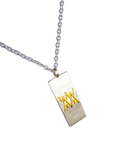 Everyday Medical ID necklace with rectangular silver pendant featuring MediWear symbol.