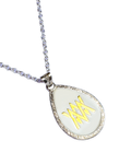 Signature Medical ID necklace with sterling silver chain and teardrop pendant.