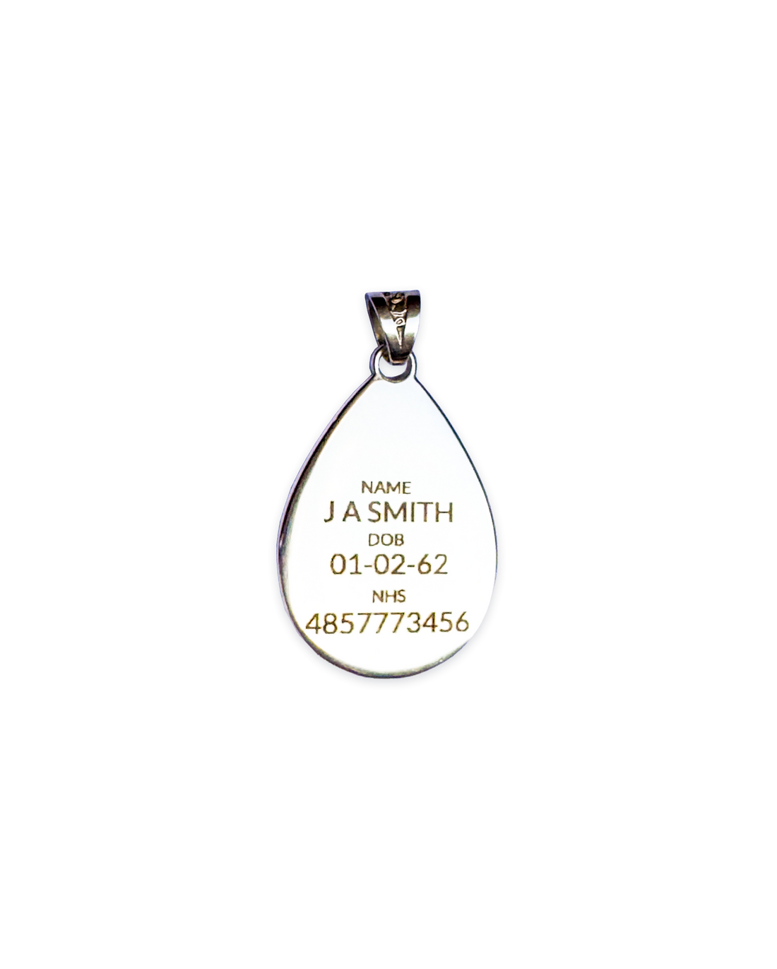 Sterling silver medical ID pendant, customisable with personal details – MediWear