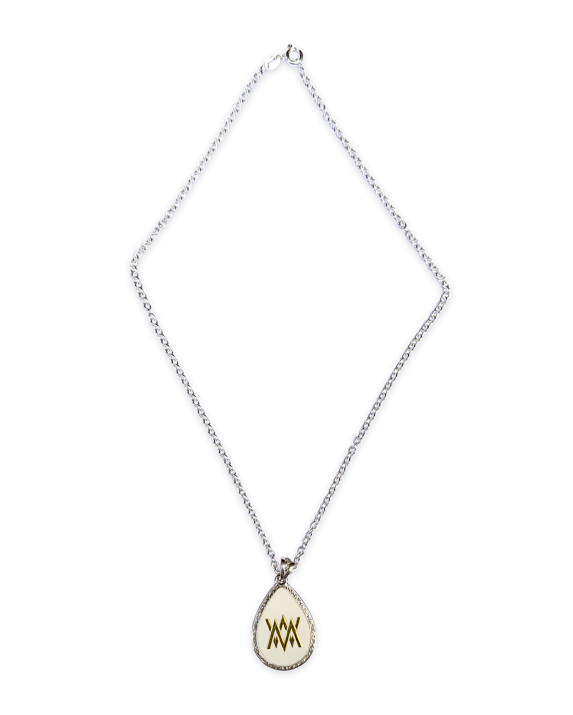 Signature Medical ID necklace with teardrop pendant shown on full chain.
