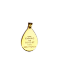 Gold medical ID pendant engraved with name, date of birth, and NHS number – customisable emergency necklace by MediWear