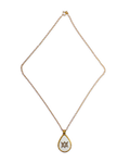 Gold-plated medical ID pendant with matching chain, shown in full product view.