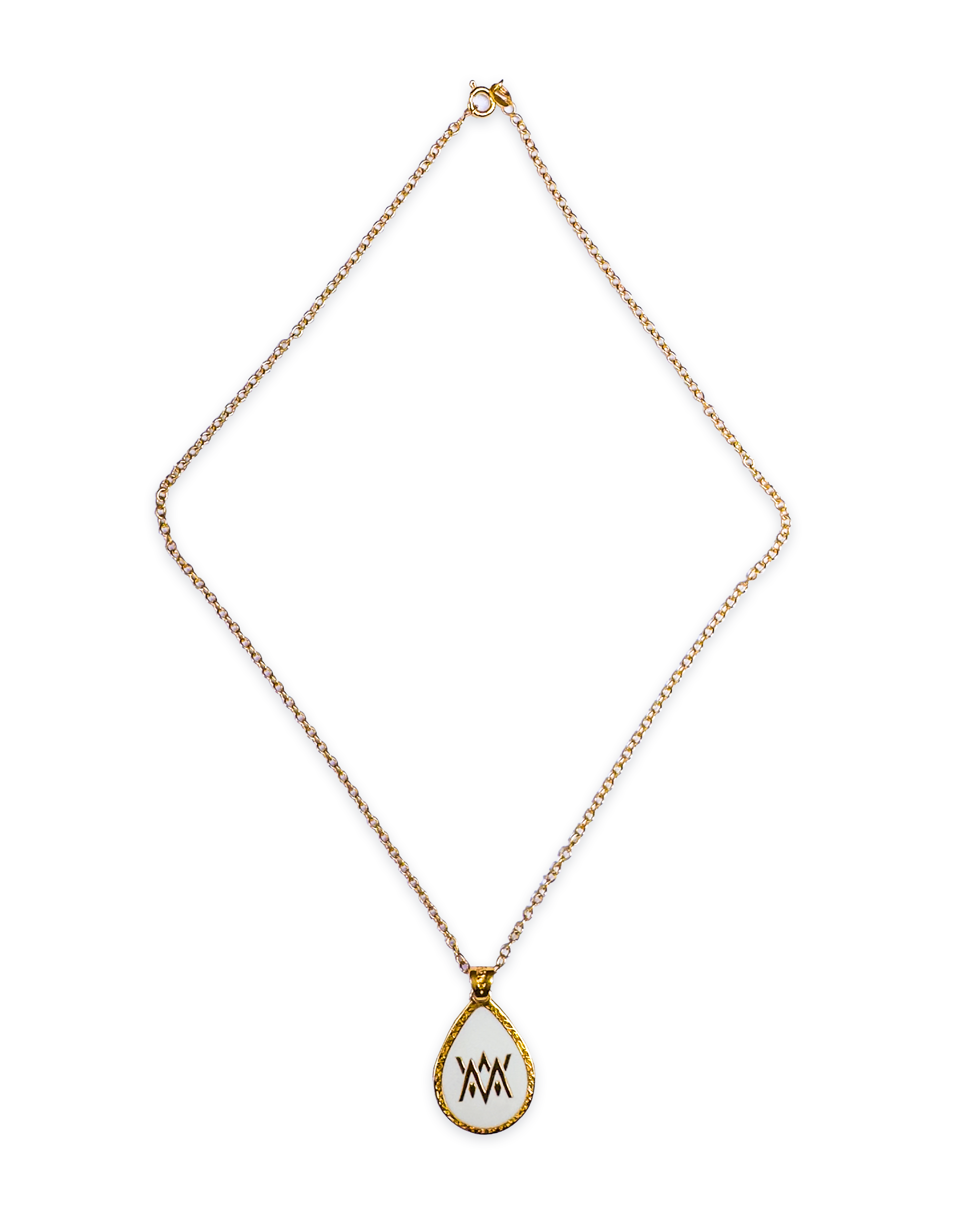 Gold-plated medical ID pendant with matching chain, shown in full product view.